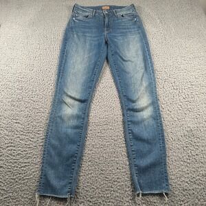 Mother Jeans Womens 25 Blue The Looker Ankle Fray Birds of Paradise Distressed‎